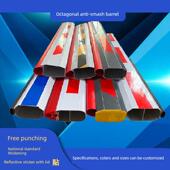 停车场红色八角形护栏铝合金防撞条下坡托架栏杆社区门板车库直杆