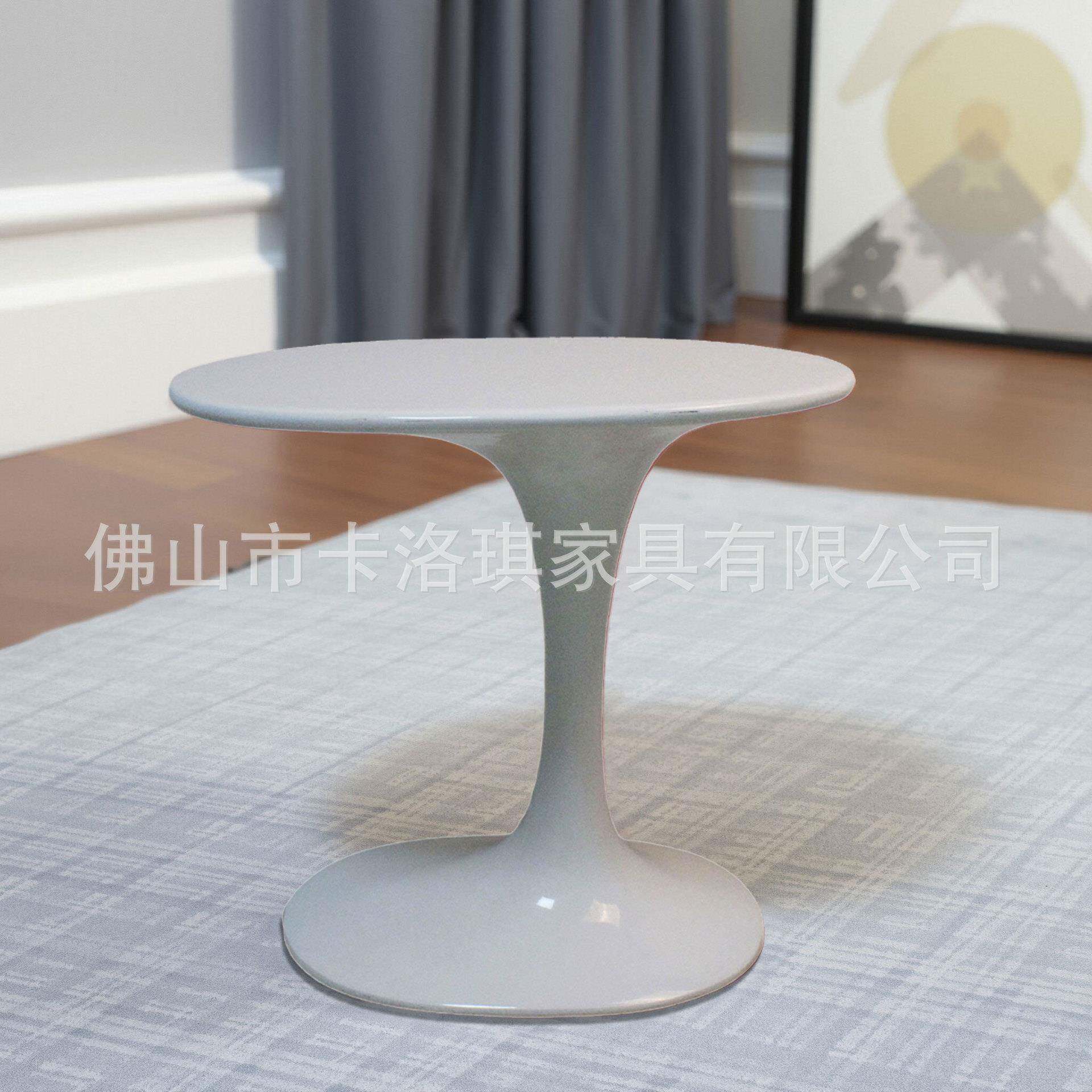 简约欧式白色圆形钢化玻璃小桌子创意休闲洽谈接待圆形玻璃茶几