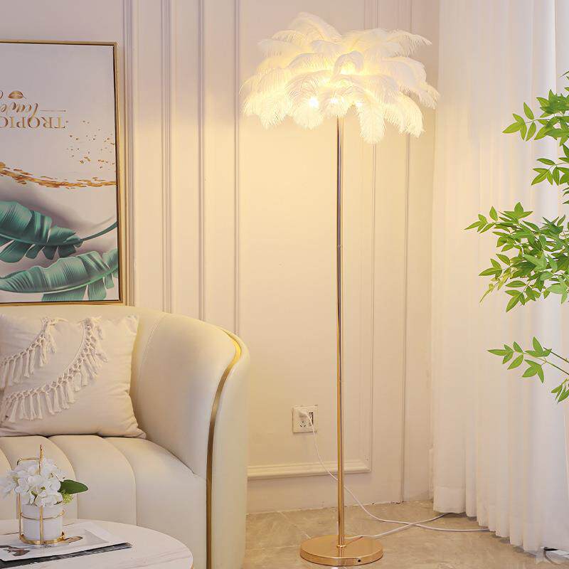 创意落地灯艺术网红轻奢羽毛客厅历史灯设计师女生卧室床头氛围灯