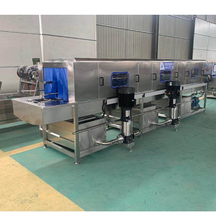 加热水清洗塑料筐设备高压喷淋去油去污不伤物料筐清洗机