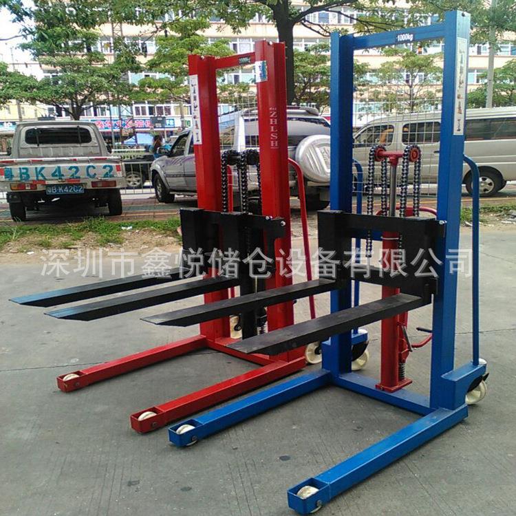 1吨2吨3吨手动堆高车 脚踩手摇升高车手动液压升降叉车堆高机