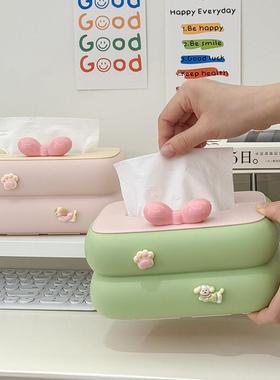奶油风可爱撞色纸巾盒ins风简约桌面卫生纸盒茶几床头办公室抽取
