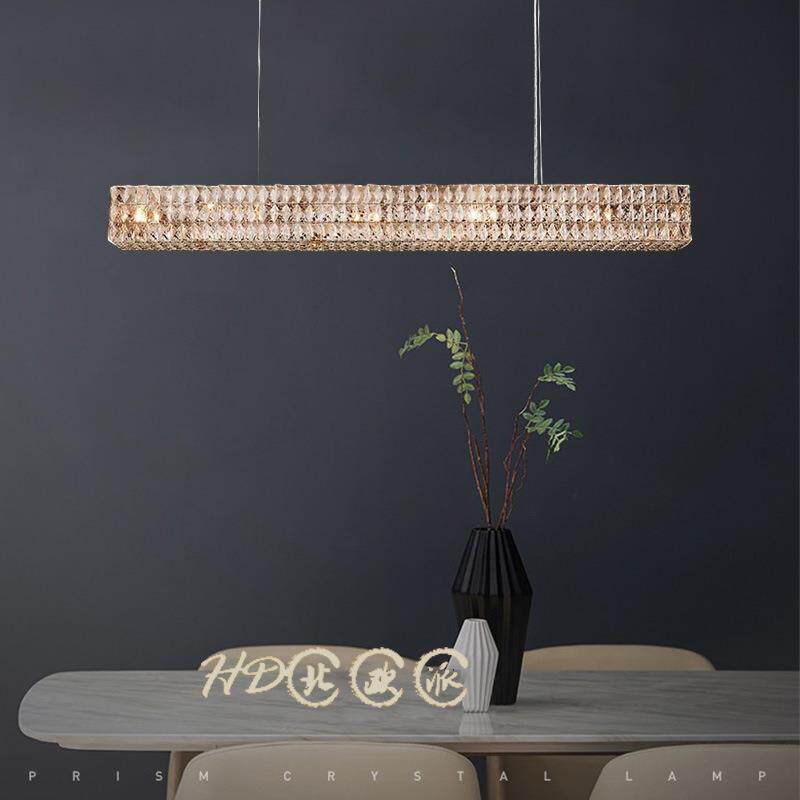 后现代轻奢北欧创意个性餐厅吧台美式客厅玄关简约长方形水晶吊灯