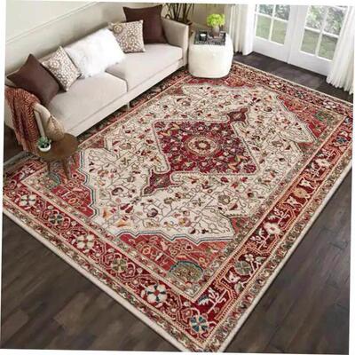 Exotic vintage living rug Traditional Persian plush carpet