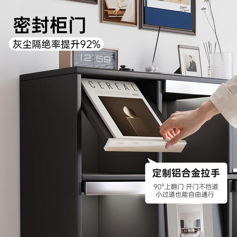 书柜SJ0309物置柜落地靠墙中风示黑色储物柜客厅杂古物柜一体展柜