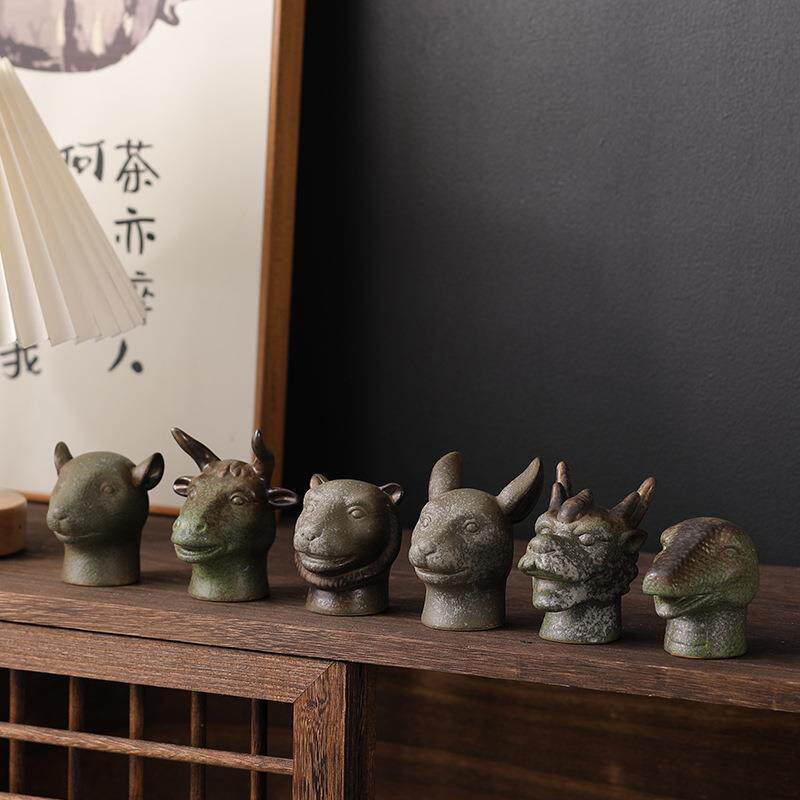 创意中式仿古青铜圆明园十二兽首十二生肖茶桌茶宠桌面装饰品摆件