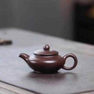 100cc正宗宜兴紫砂壶原矿陈腐紫泥小品鸭扁壶一人功夫泡茶壶茶具