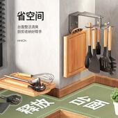 厨房304不锈钢勺子铲子挂钩旋转挂架免打孔菜板收纳架锅铲置物架