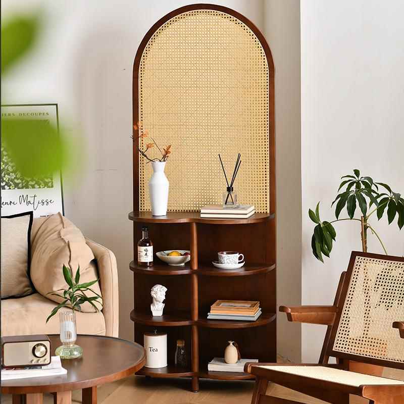 款屏风中式复新花ZWW古实木藤编可户移动置物架屏风隔断客厅入玄