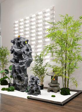 新中式彷真太湖石客厅内玄关落地摆件别墅庭院茶室假山石造景组合