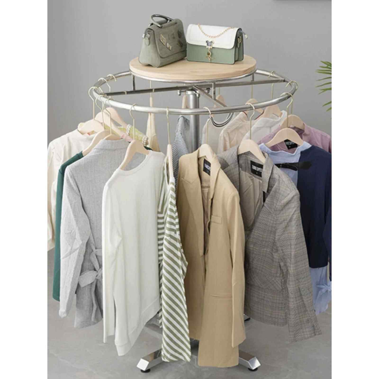 高档服装店展示架不锈钢圆形旋转立式男女裤架货架儿童服装展示架