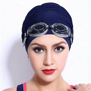 Swimming Cap Fabric Bathin Swim Cloth Hair Long Caps Pleated