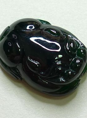 貔貅吊坠男女戒指戒面玉石皮丘貔恘挂件玉坠佩翡翠墨翠裸玉3.32g