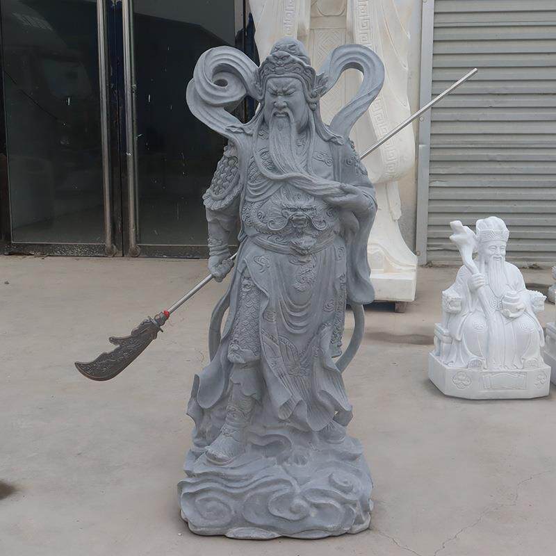 石雕关公雕像青石武财神关二爷佛堂寺庙佛像石头伽蓝韦陀菩萨雕塑