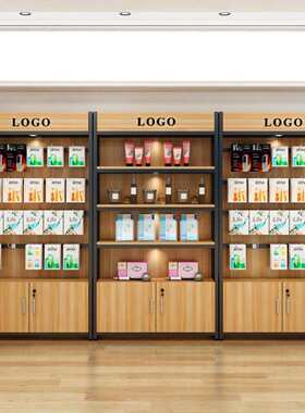 超市货架展示架带柜多层落地带挂钩货架置物架精品店饰品陈列货架