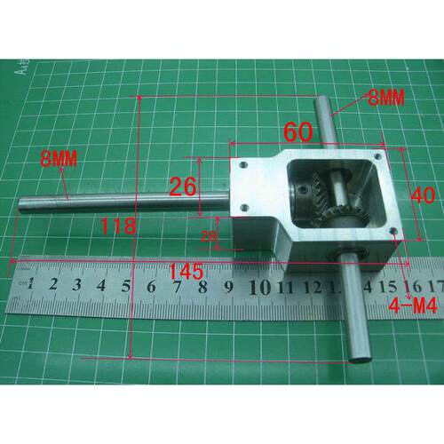 螺旋伞齿轮箱小型减速比1:1双输出轴8MM减速机总成90度换向转角器