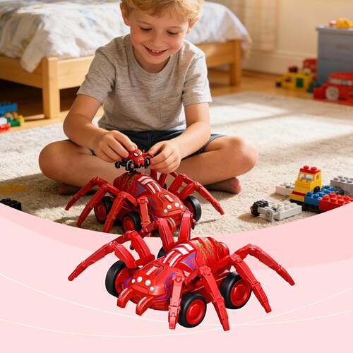 DOWMOO Inertial Recoil Spider Toy Car - A realistic and fun