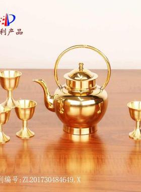 结婚老式敬酒铜酒壶纯铜酒杯套装家用手工烫清黄酒壶怀旧黄铜摆件