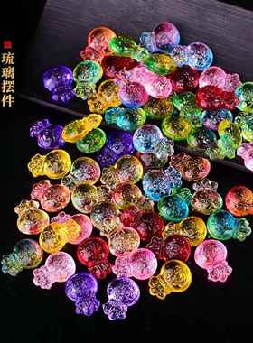 高档水晶琉璃钱袋子聚宝盆装饰物福袋招聚财摆件家居门店开业礼品