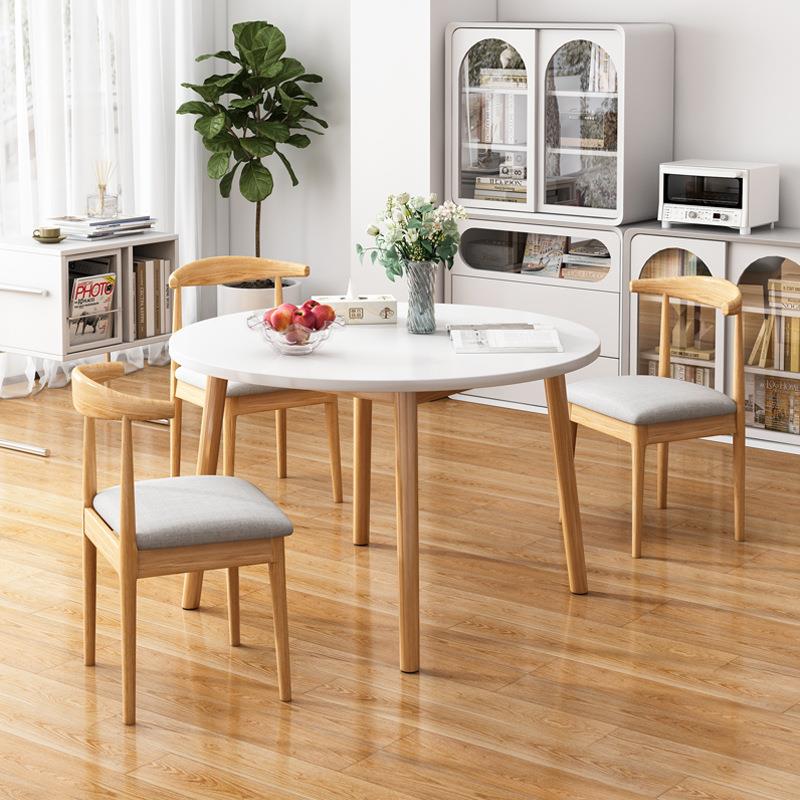 全实木餐桌椅组合简约吃饭桌子家用圆桌圆形商用洽谈桌小户型方桌