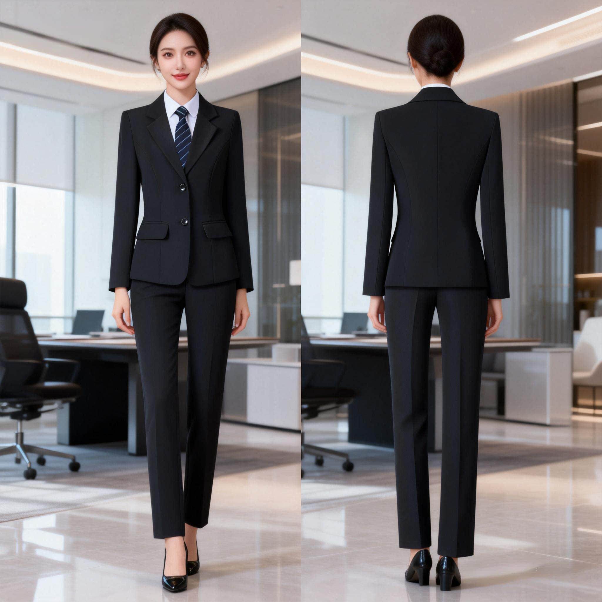 黑色西装套装女2026春秋新款酒店经理面试收腰气质工作服职业正装