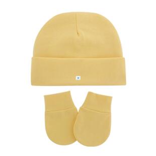 Anti Scratching Cotton Unisex Hat Infants Gloves Set Baby
