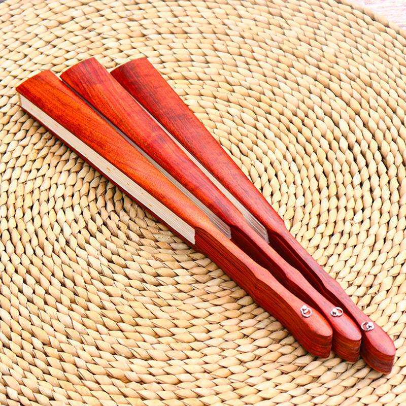 非洲小叶紫檀文玩折扇血檀实木全芯洒金宣纸折扇中国风男士扇子