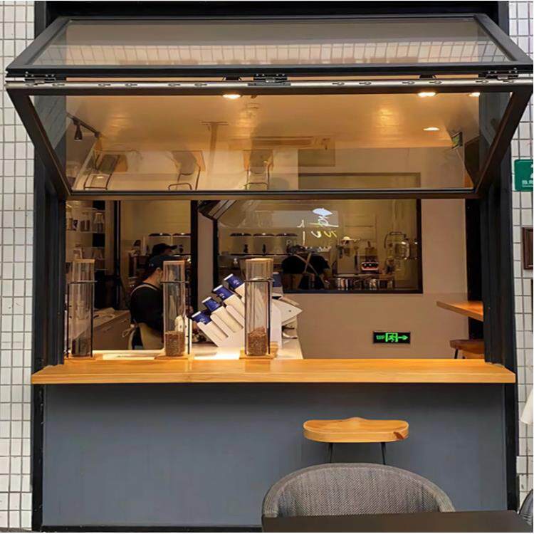 新款直销上下折叠窗 餐厅咖啡店奶茶店铝合金推拉提拉窗 网红可悬