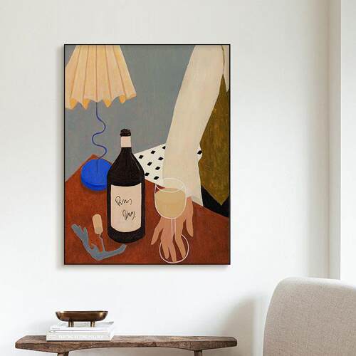 Carla Llanos 小众文艺法式客厅装饰画红酒静物优雅人物艺术挂画
