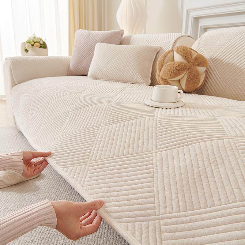 毛绒沙发垫秋冬新款轻奢高级感冬季加厚固定防滑真皮沙发坐垫套罩