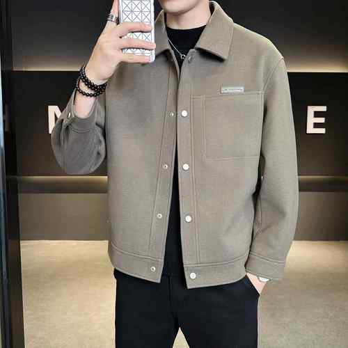 毛呢外套男秋冬季2025新款痞帅呢料男装呢子夹克1218e