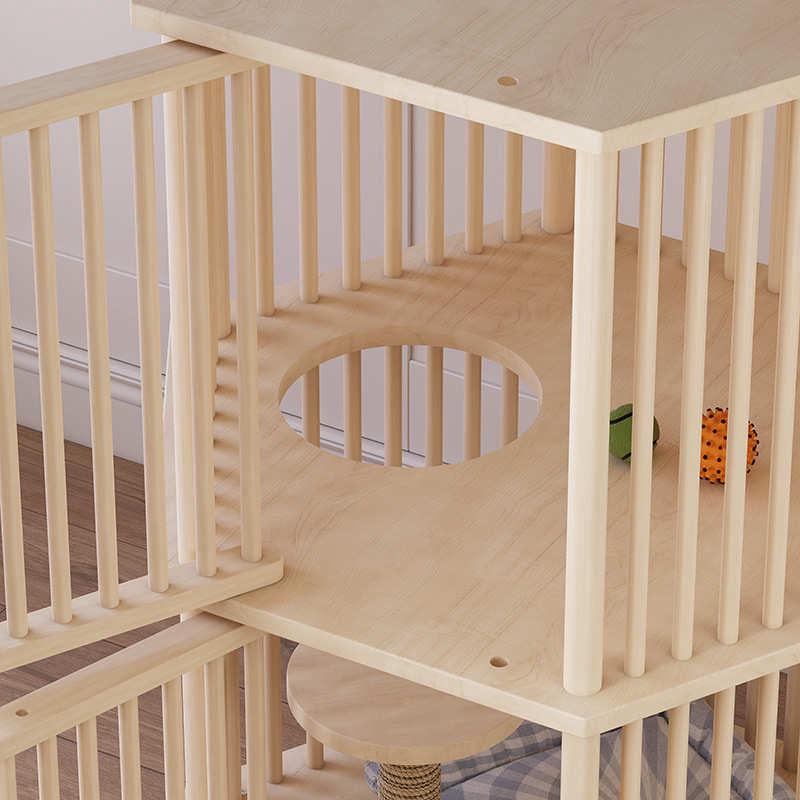 实木六角猫笼通风透气猫别墅猫房子猫舍猫窝三层超大空间