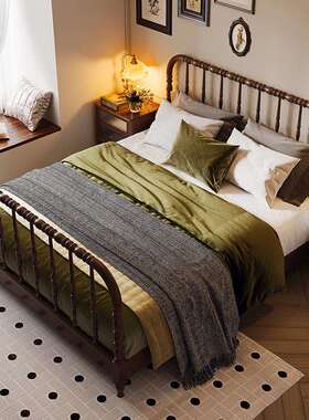 美式复.古实木床简约现代木TSL1米8木架子次床主卧室15米白蜡温莎