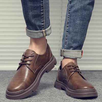 正品男鞋马丁靴帮男款低潮真皮商务休闲鞋英伦风大头皮鞋秋牌春工