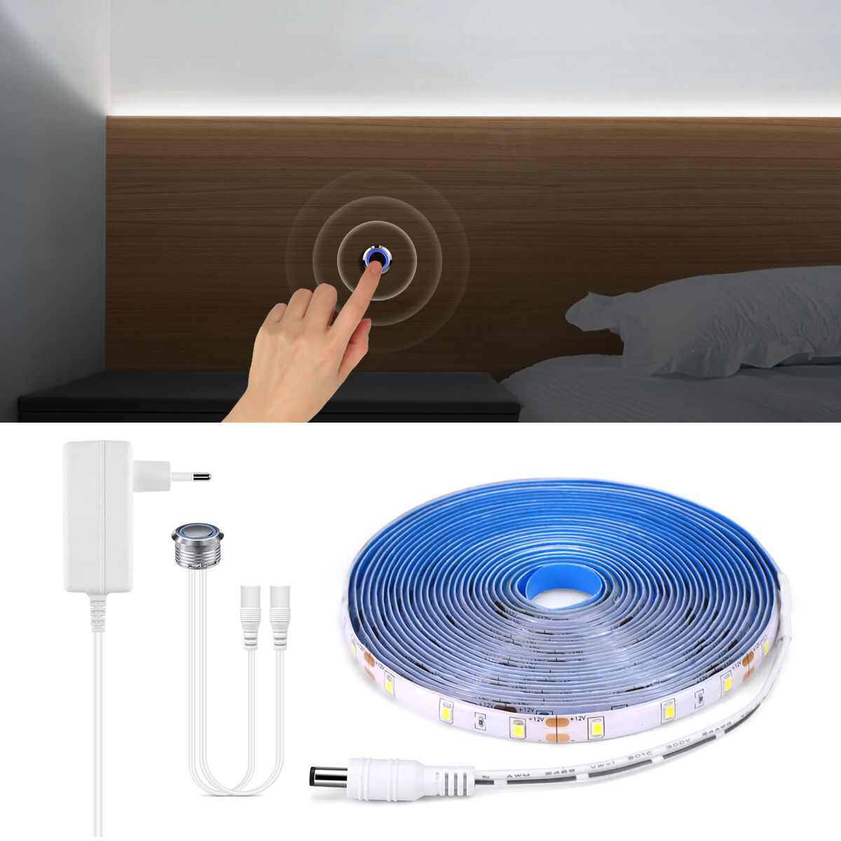 2835软灯条圆形触控感应灯带 12V防水LED灯带 可调光触控开关