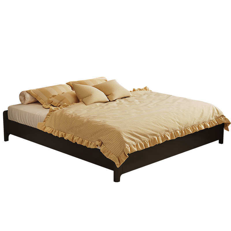 黑色实木家具气压高箱储物床现代简约床实木1米2小户型家用单人床