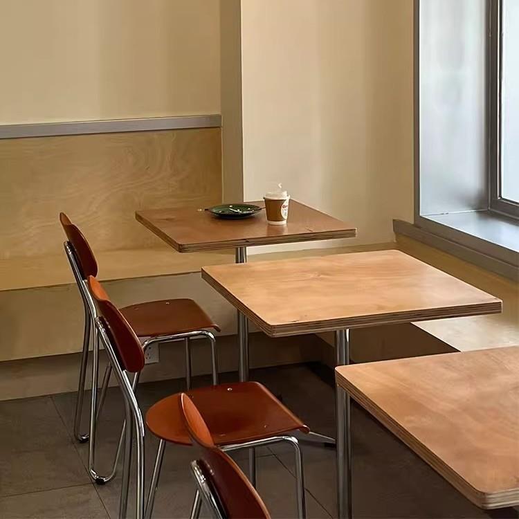 复古餐饮店桌椅组合网红甜品咖啡厅海洋板桌子小吃奶茶店商用方桌