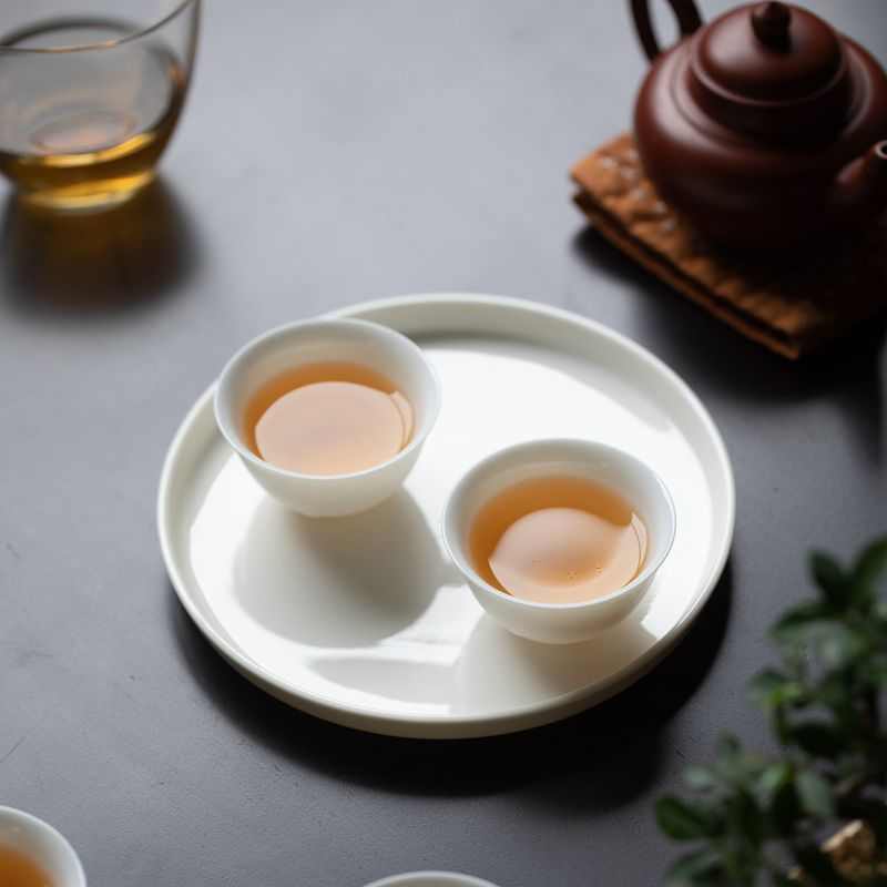云松陶瓷德化白瓷壶承玉瓷干泡台小号陶瓷茶盘功夫茶具茶道配件