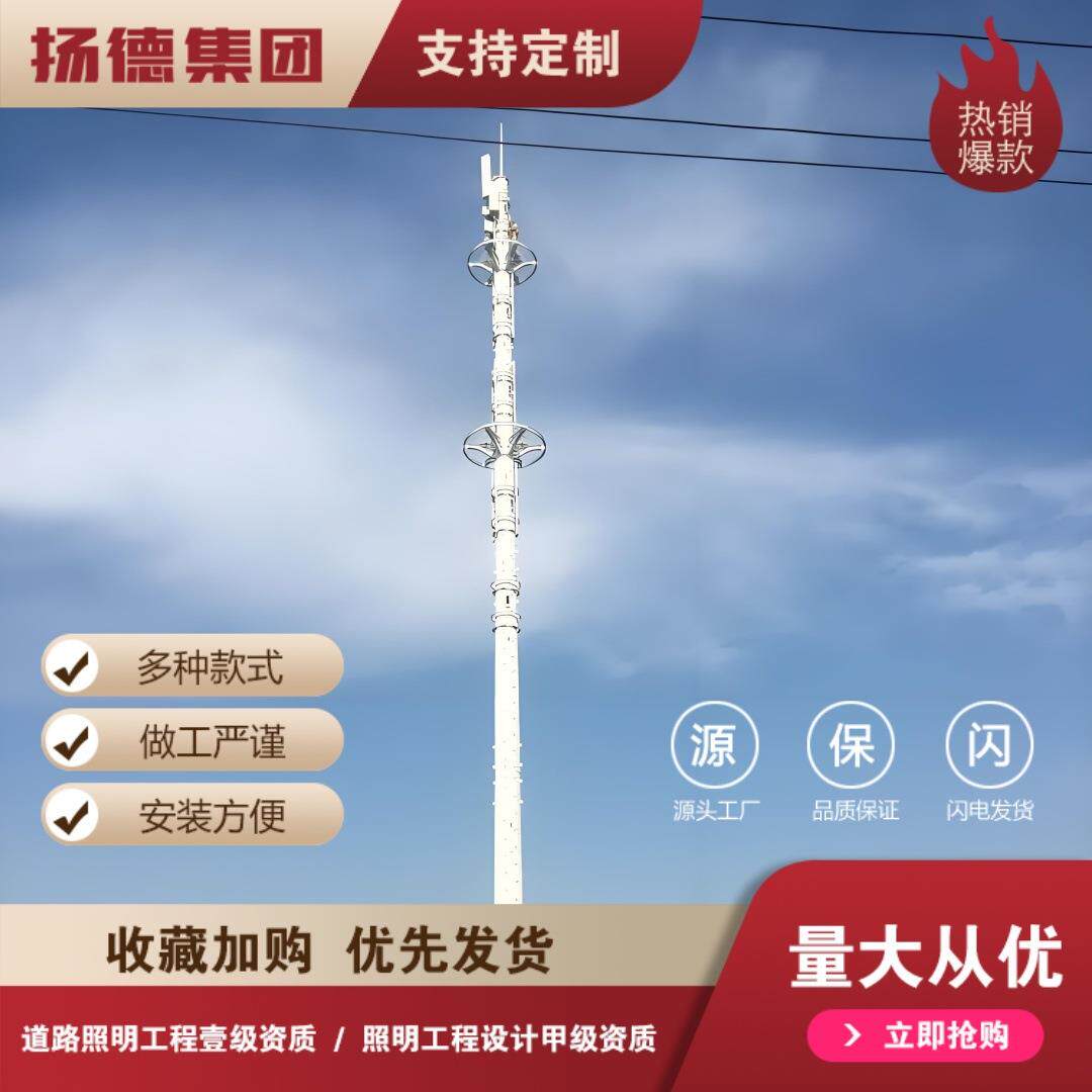 专业生产供应单管通信铁塔气象美化塔热浸锌爬梯单管塔