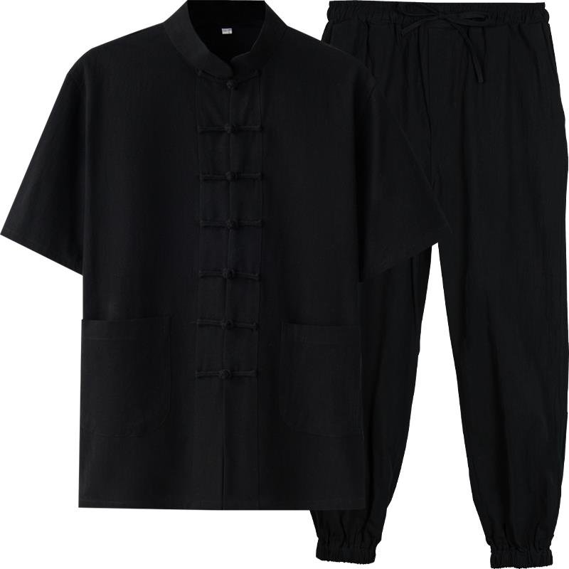 正品棉麻唐装太服老年新中式复古盘极扣艺禅修打坐茶居士中服男女