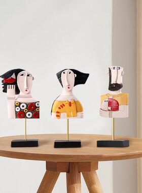 新款直销创意INS欧式风客厅酒柜装饰摆设抽象人脸艺术摆件树脂工