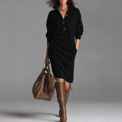 Knee length sweater dress for women, tall, knitted