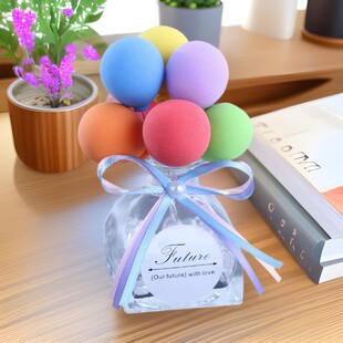 网红告白气球汽车摆件车载香水座彩色马克龙玻璃瓶车内香薰装 饰品