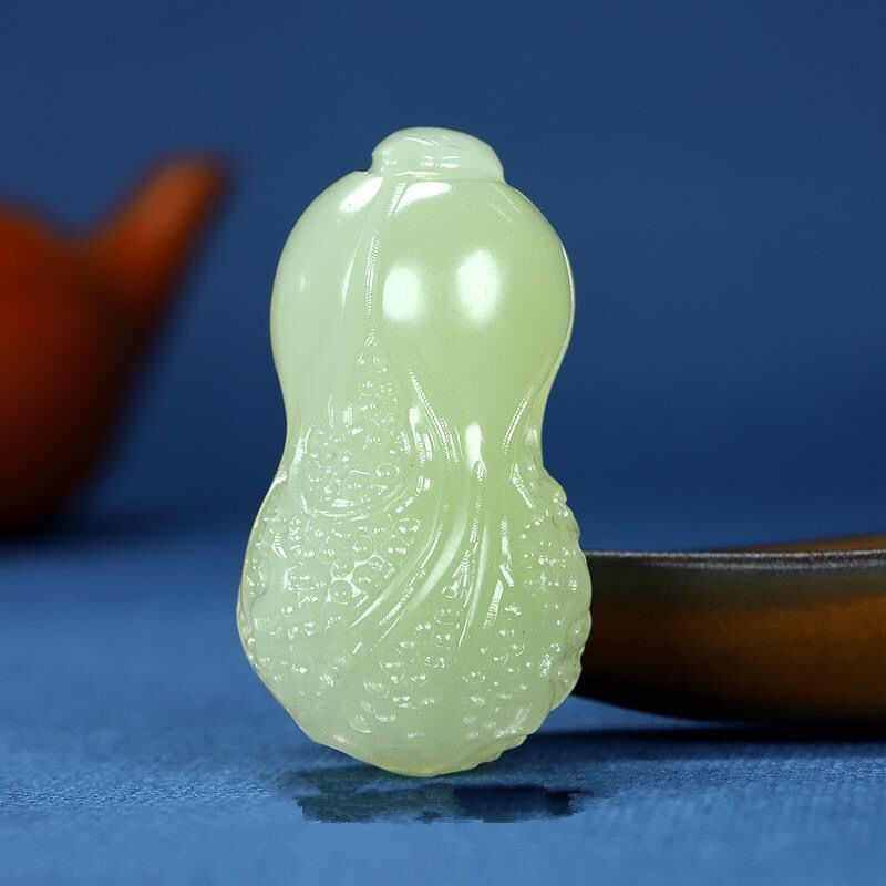 批发冰种青白玉白菜吊坠阿富汗手把玩男女款玉佩挂件直播货源礼品