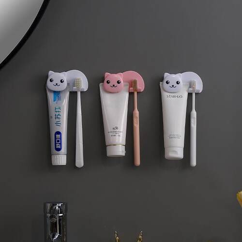 Wall-mounted toothpaste and facial cleanser holder with no-d
