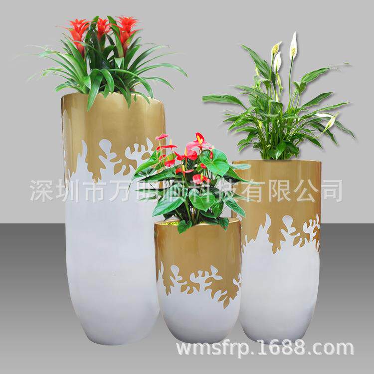 光滑表面的创意玻璃钢花钵室内景观花盆商场盆景花钵微景创意花盆