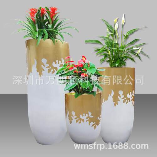 光滑表面的创意玻璃钢花钵室内景观花盆商场盆景花钵微景创意花盆