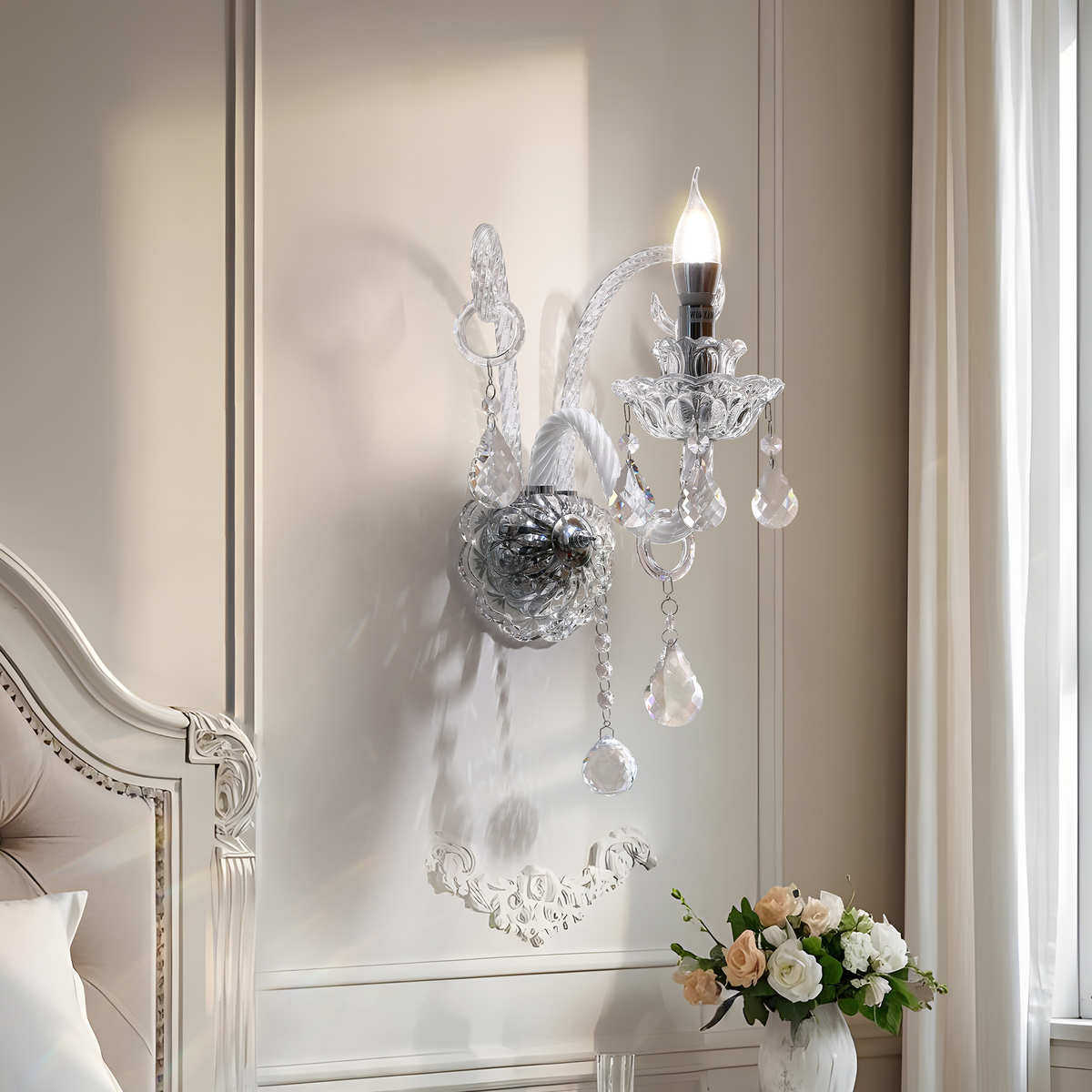 法式中古风轻奢卧室灯床头水晶壁灯现代高级感客厅背景墙壁灯新款,家装灯饰光源,壁灯,淘宝优惠券,粉丝福利购,淘宝优惠卷