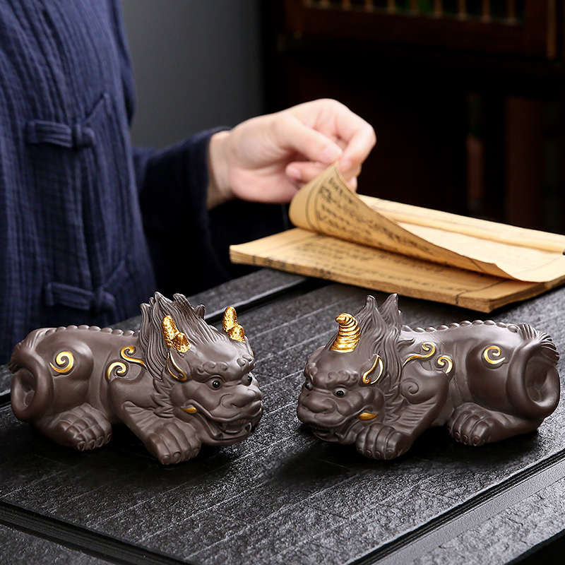 招财貔貅紫砂茶宠摆件精品可养手工茶玩茶桌茶台茶盘装饰茶具配件