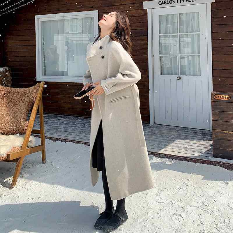 韩领双面羊绒大衣女冬季款立系高级b275-W16感气质收腰显瘦新毛呢